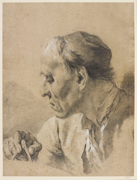 Head of a Mathematician, vintage artwork by Giovanni Battista Piazzetta, 12x8" (A4) Poster