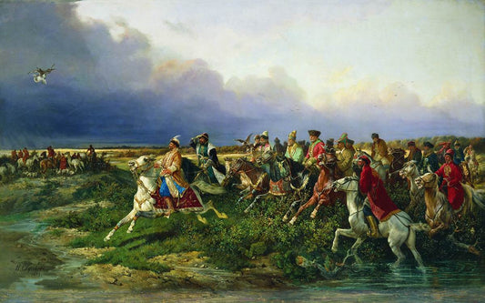 Czar Alexei Mikhailovich Hunting near Moscow, vintage artwork by Nikolai Sverchkov, A3 (16x12") Poster Print