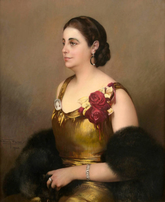 Portrait of Madame Timmers-Verhoeven, vintage artwork by Firmin Baes, 12x8" (A4) Poster