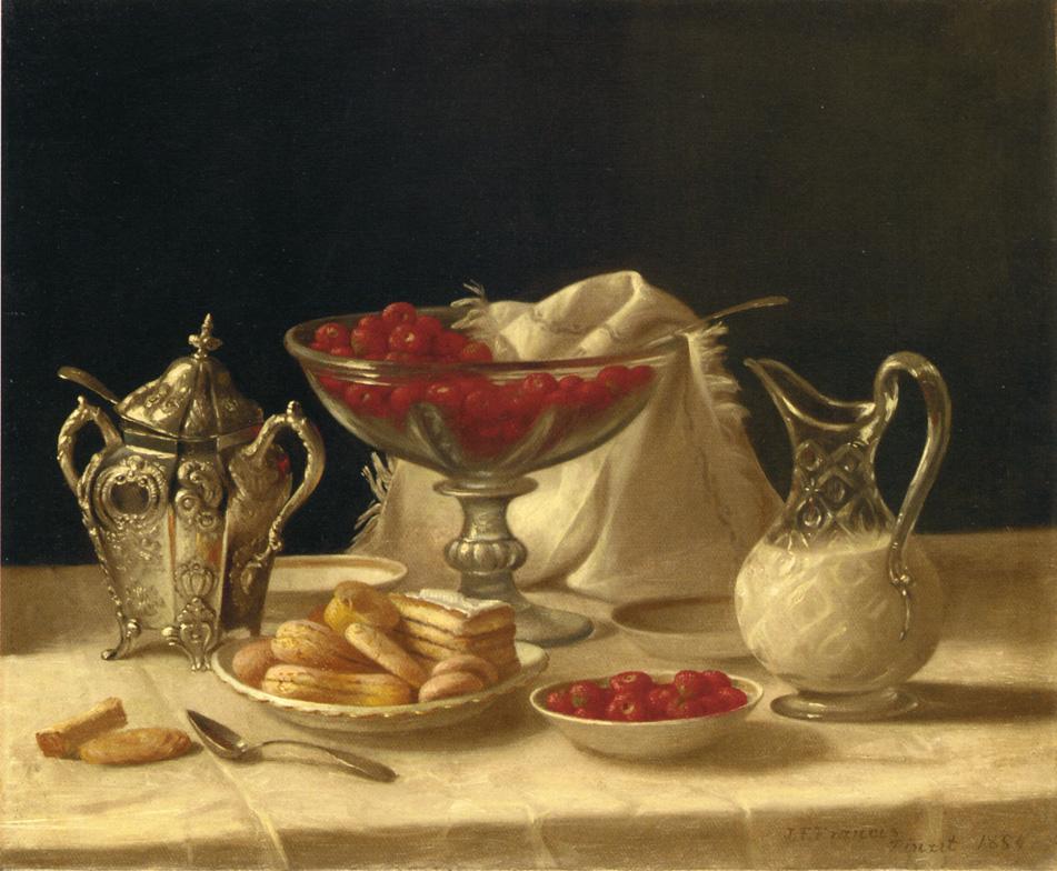 Strawberries, Cakes and Cream, vintage artwork by John F. Francis, A3 (16x12") Poster Print