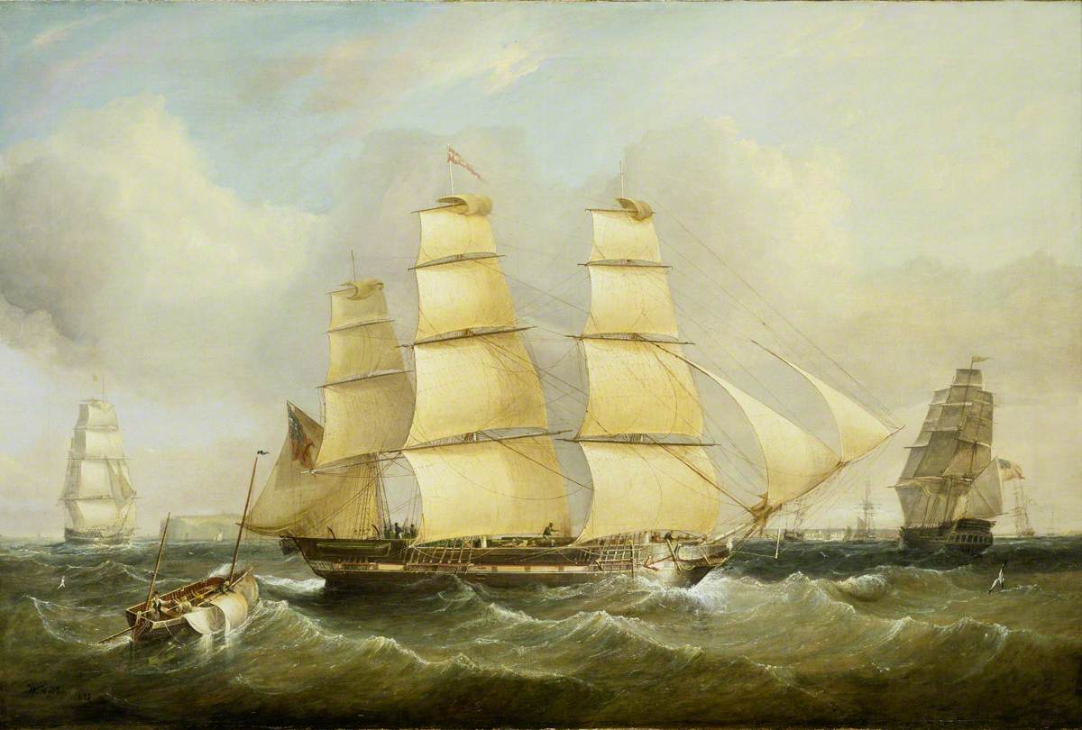 The Ship 'Morley' and Other Vessels, vintage artwork by William Adolphus Knell, A3 (16x12") Poster Print