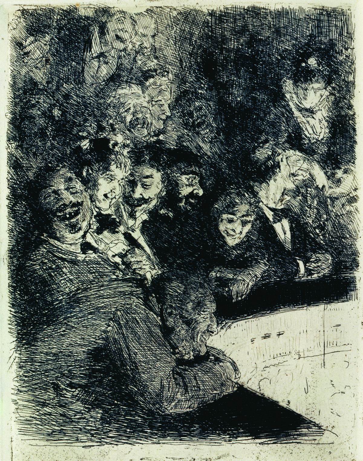At the Theater, vintage artwork by Ilia Efimovich Repin, 12x8" (A4) Poster