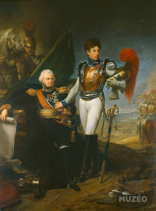General Baston de Lariboisière and His Son Ferdinand, vintage artwork by Antoine-Jean Gros, 12x8" (A4) Poster