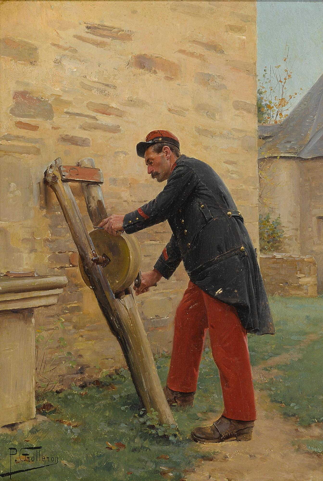 Sharpening the Knife, vintage artwork by Paul-Louis-Narcisse Grolleron, 12x8" (A4) Poster