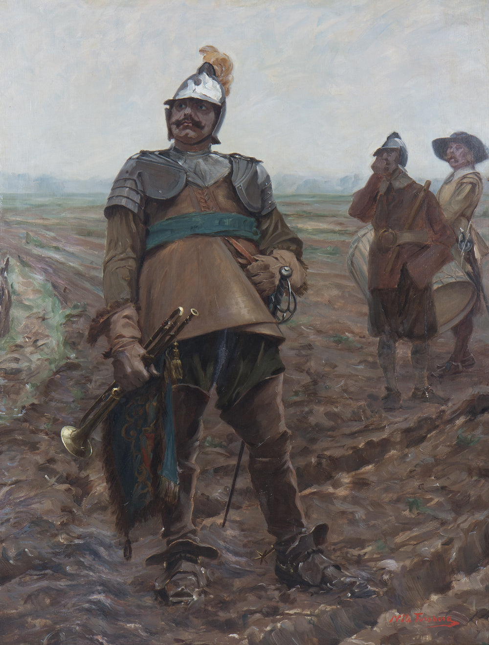 Soldiers on the Battlefield, vintage artwork by Nils Forsberg, 12x8" (A4) Poster