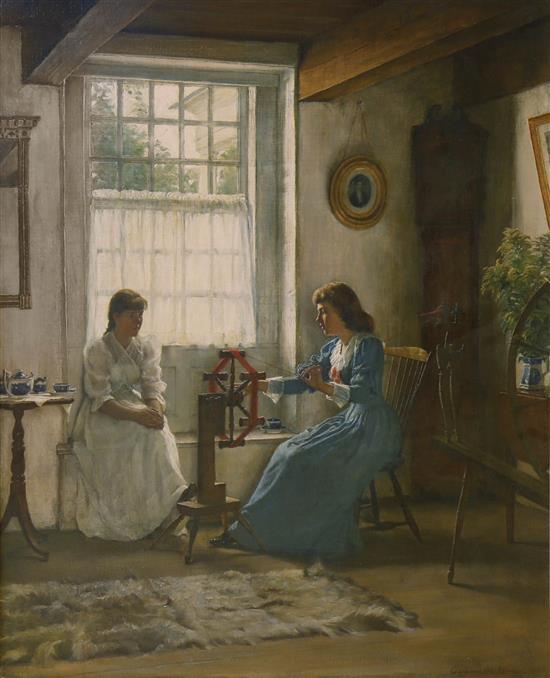 Women in an Interior, vintage artwork by Edgar Melville Ward, 12x8" (A4) Poster