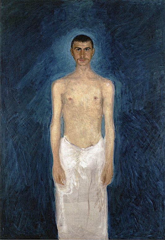 Semi-Nude Self-Portrait, vintage artwork by Richard Gerstl, 12x8" (A4) Poster