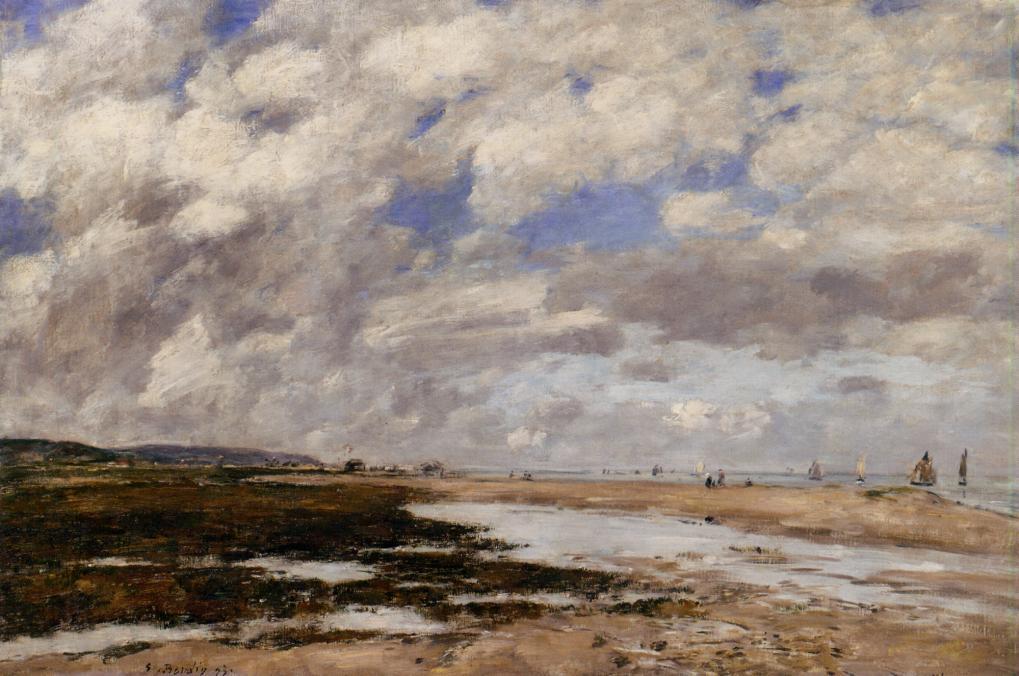 The Beach, Deauville, vintage artwork by Eugène-Louis Boudin, 12x8" (A4) Poster