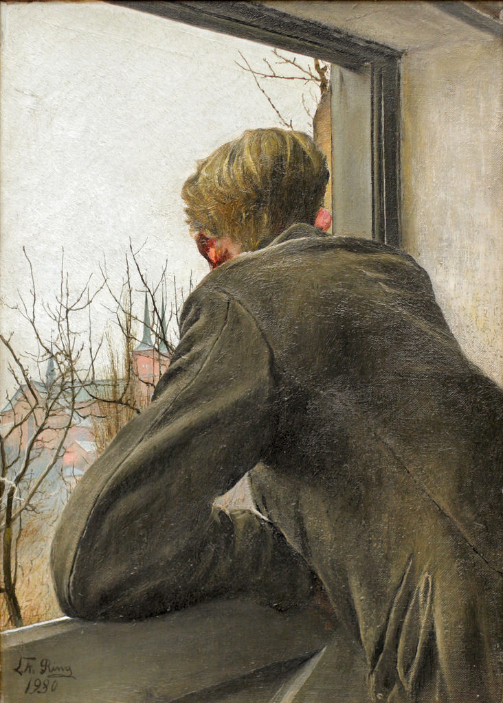 le Looking out of the Window by Lauritz Andersen (L.A.) Ring,A3(16x12")Poster