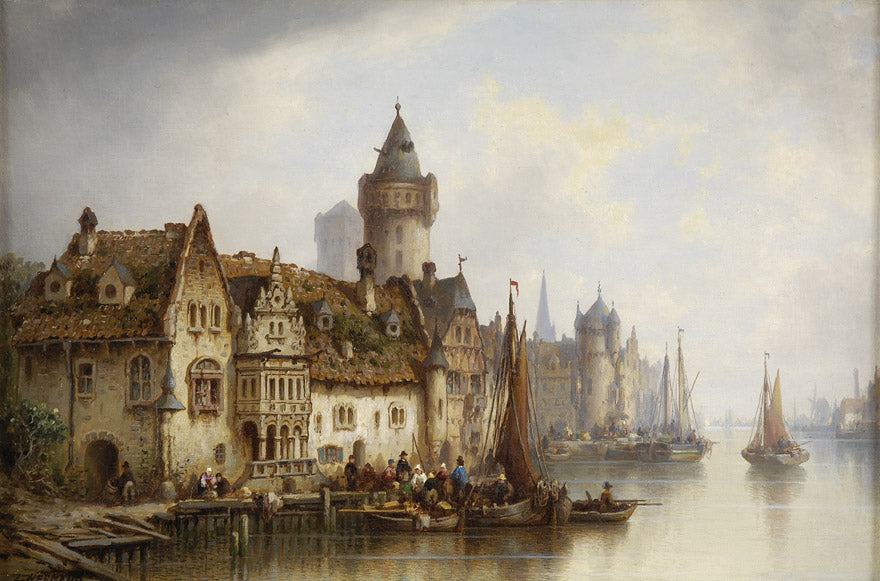 Summer view of the village by Eugene Galien-Laloue,A3(16x12")Poster