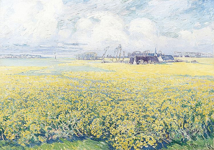Mustard Field, vintage artwork by Václav Radimský, 12x8" (A4) Poster