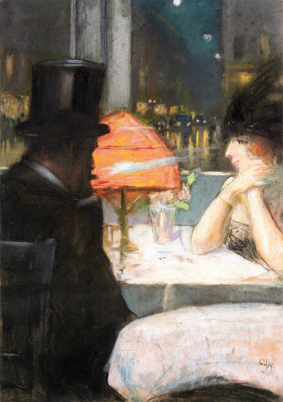 Lady and Gentleman in a Cafe by Lesser Ury,A3(16x12")Poster