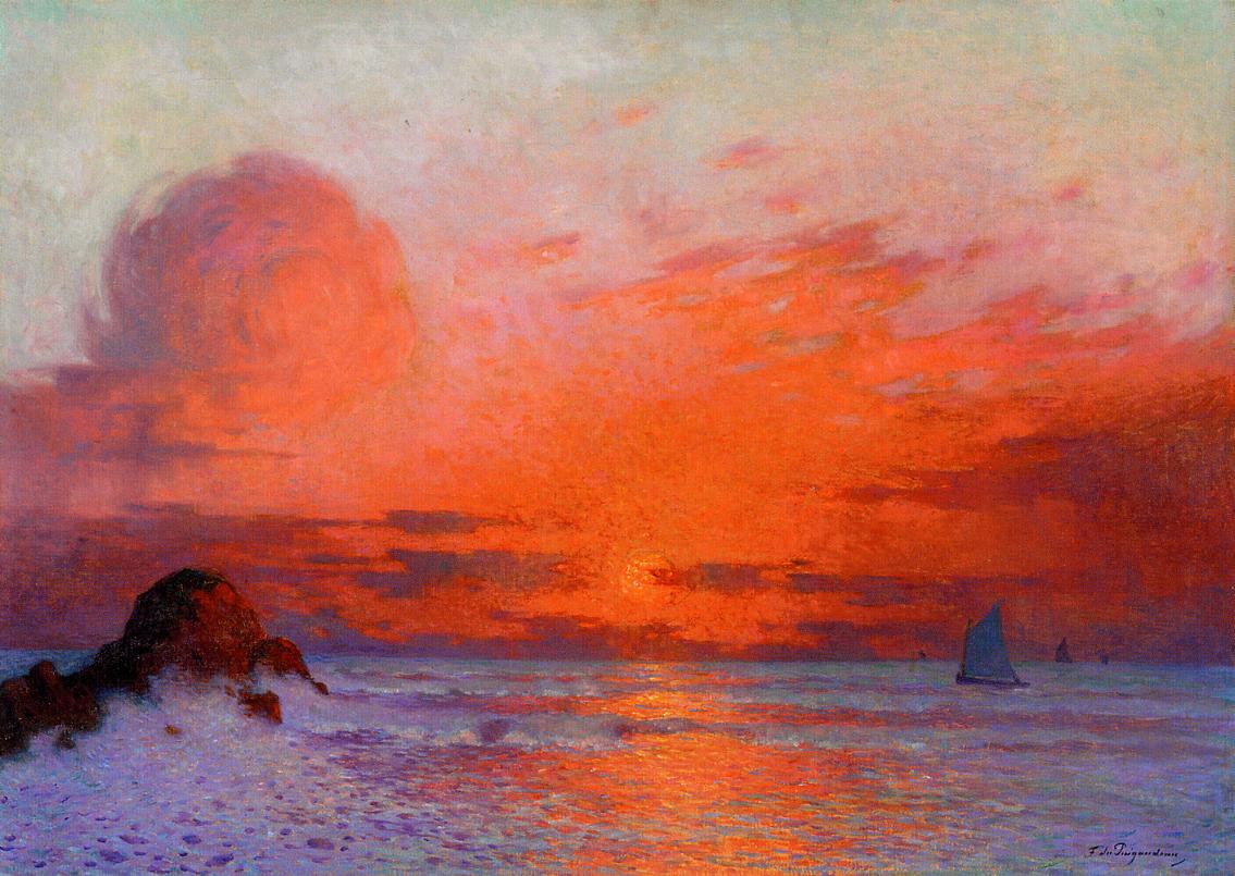 Sailboats at Sunset by Ferdinand du Puigaudeau,A3(16x12")Poster