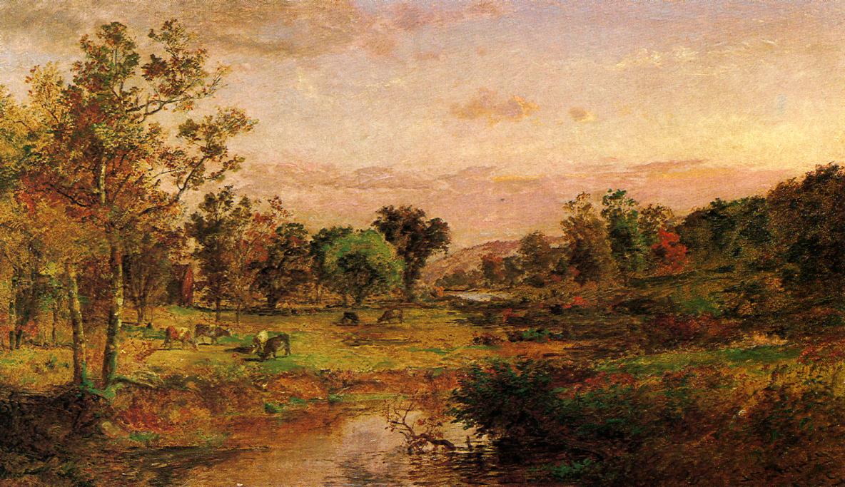 Autumn Pastoral, vintage artwork by Jasper Francis Cropsey, 12x8" (A4) Poster