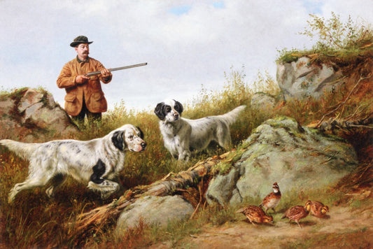 Amos F. Adams Shooting Over Gus Bondher and Son, Count Bondher, vintage artwork by Arthur Fitzwilliam Tait, A3 (16x12") Poster Print