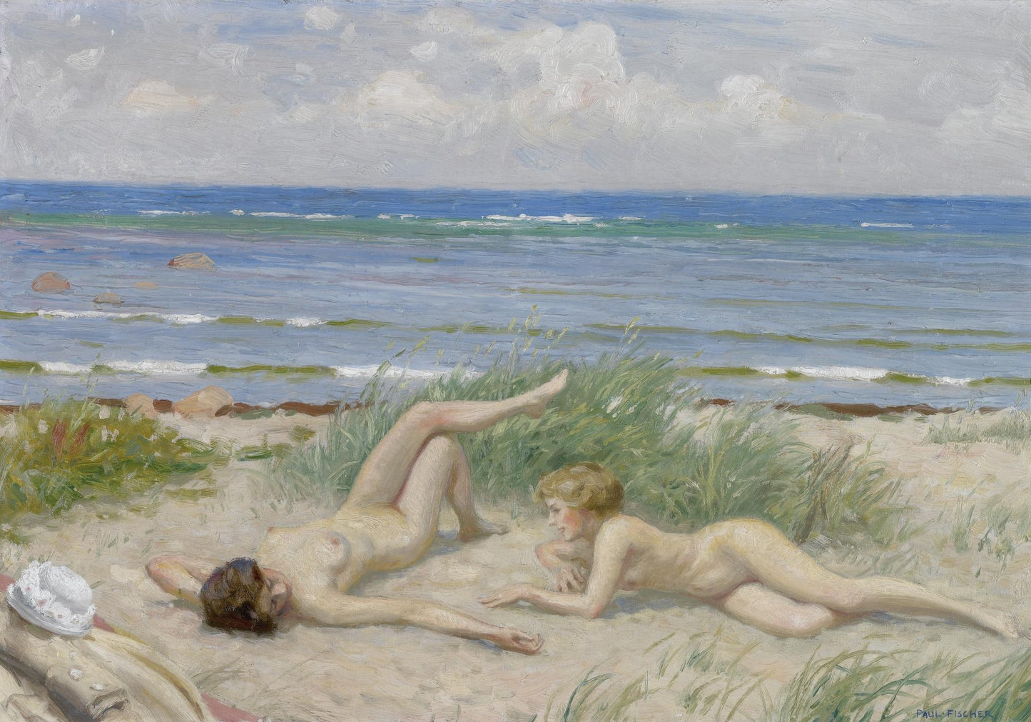 Girls on the beach, Båstad by Paul-Gustave Fischer,A3(16x12")Poster