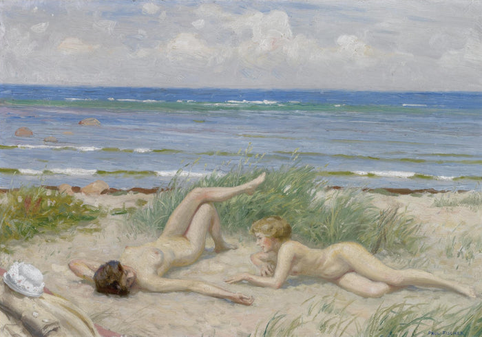 Girls on the beach, Båstad by Paul-Gustave Fischer,A3(16x12