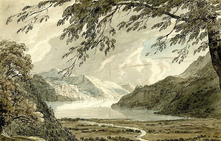 Lake of Lucerne near Altorf, vintage artwork by John Robert Cozens, 12x8" (A4) Poster