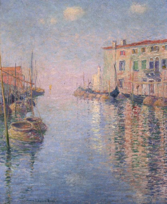 The Guidecca Canal with Fish Baskets, Venice, vintage artwork by John Leslie Breck, 12x8" (A4) Poster