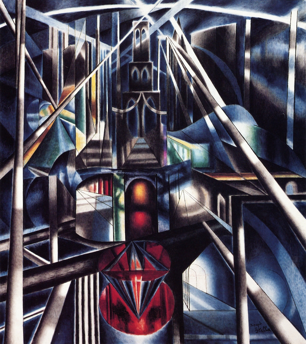 Old Brooklyn Bridge, vintage artwork by Joseph Stella, 12x8" (A4) Poster