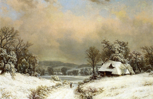 Winter in the Country, vintage artwork by William Mason Brown, 12x8" (A4) Poster