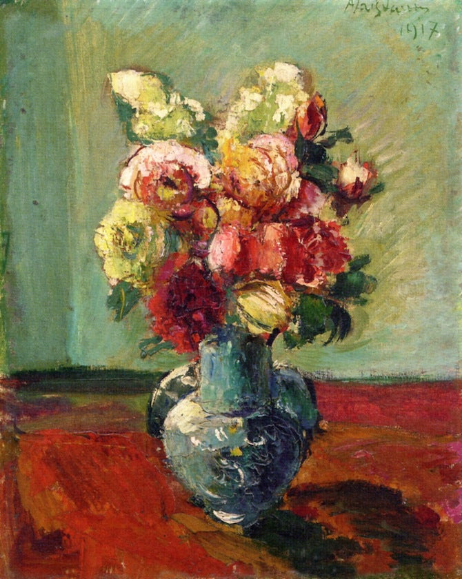 Bouquet in a Vase, vintage artwork by Anton Faistauer, 12x8" (A4) Poster