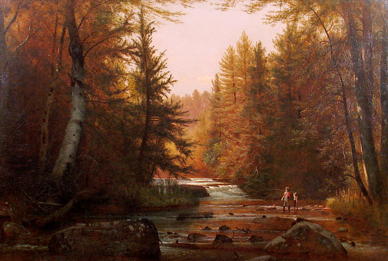 Fishermen in a Wooded Landscape, vintage artwork by Thomas Worthington Whittredge, A3 (16x12") Poster Print