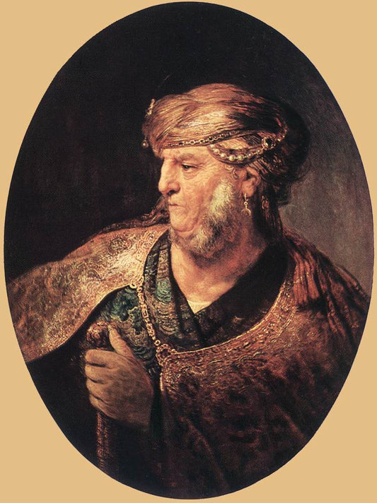 Bust of a Man in an Oriental Dress, vintage artwork by Rembrandt van Rijn, 12x8" (A4) Poster