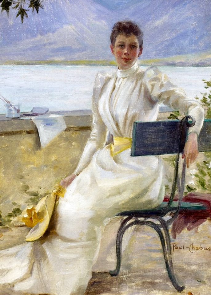 ung Lady in Front of the Lac d’Annecy by Paul emile Chabas,A3(16x12")Poster