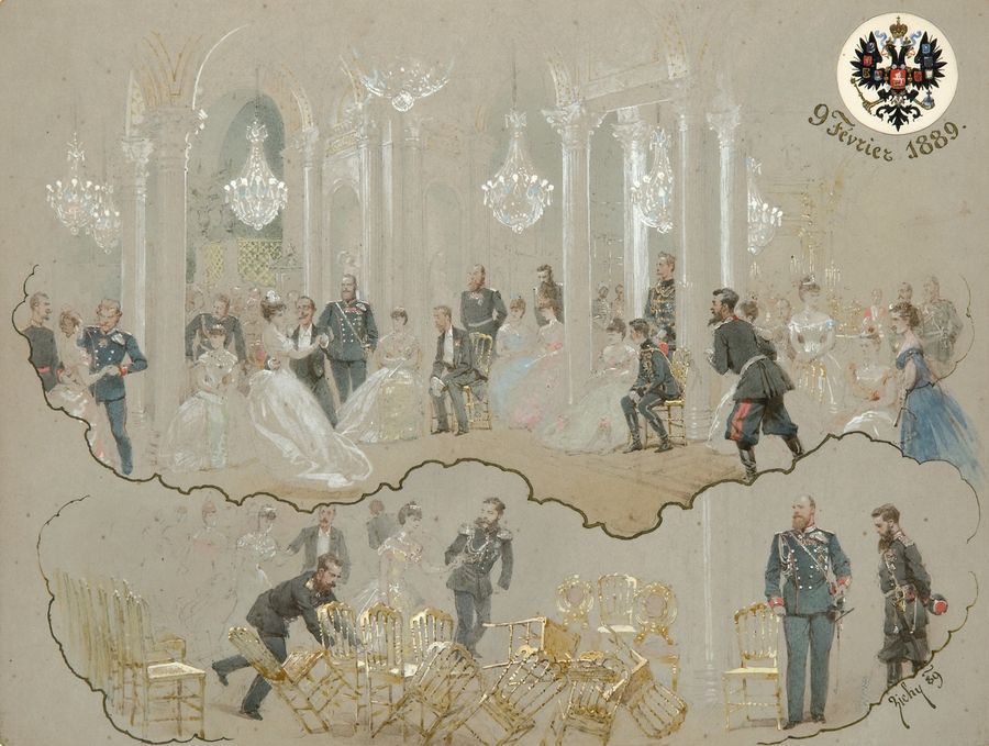 Alexander III at the Winter Palace Ball, vintage artwork by Mihály Zichy, 12x8" (A4) Poster