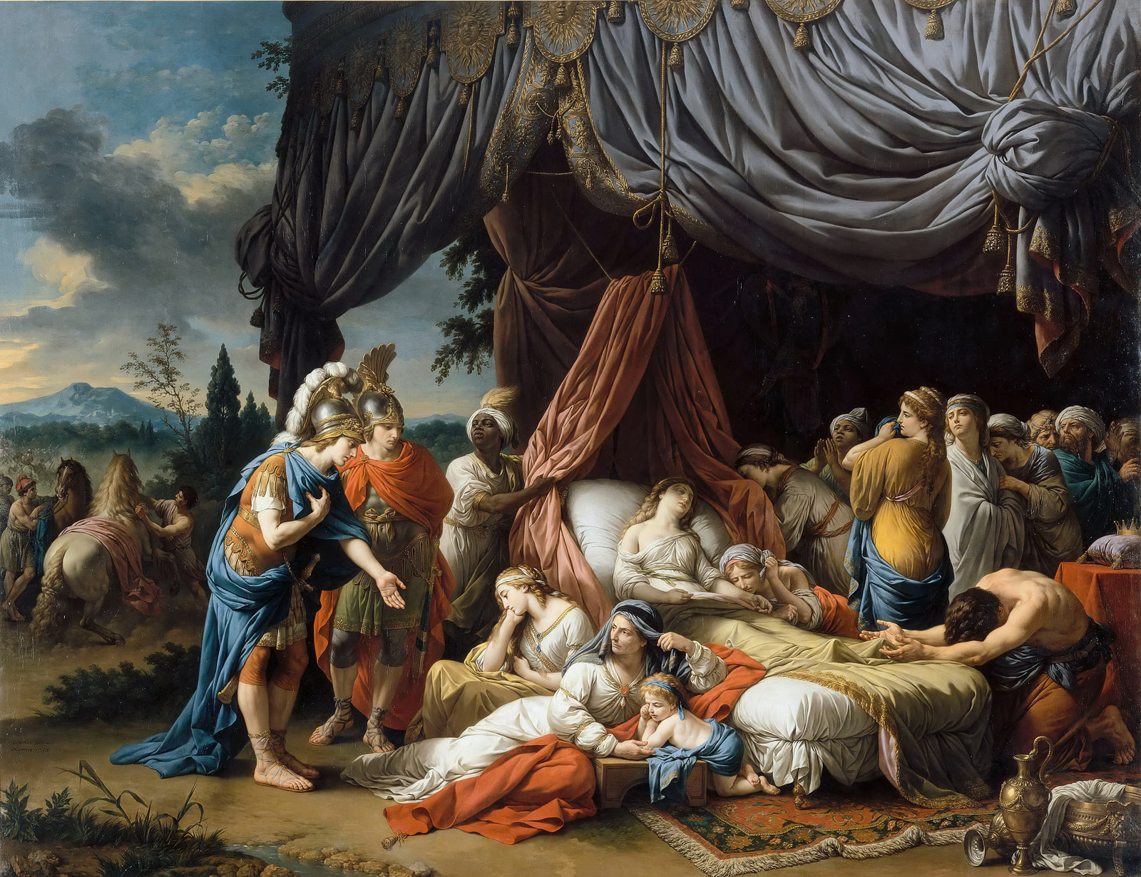 The Death of Darius’ Wife, vintage artwork by Louis Jean François Lagrenee, 12x8" (A4) Poster