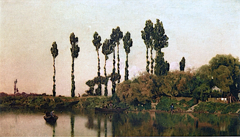 Afternoon Along the Seine, near Poissy, vintage artwork by Martin Rico y Ortega, 12x8" (A4) Poster
