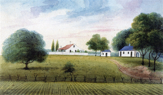 Rice Hope, the Seat of Dr. William Read, Taken from One of the Rice Fields, vintage artwork by Charles Fraser, 12x8" (A4) Poster
