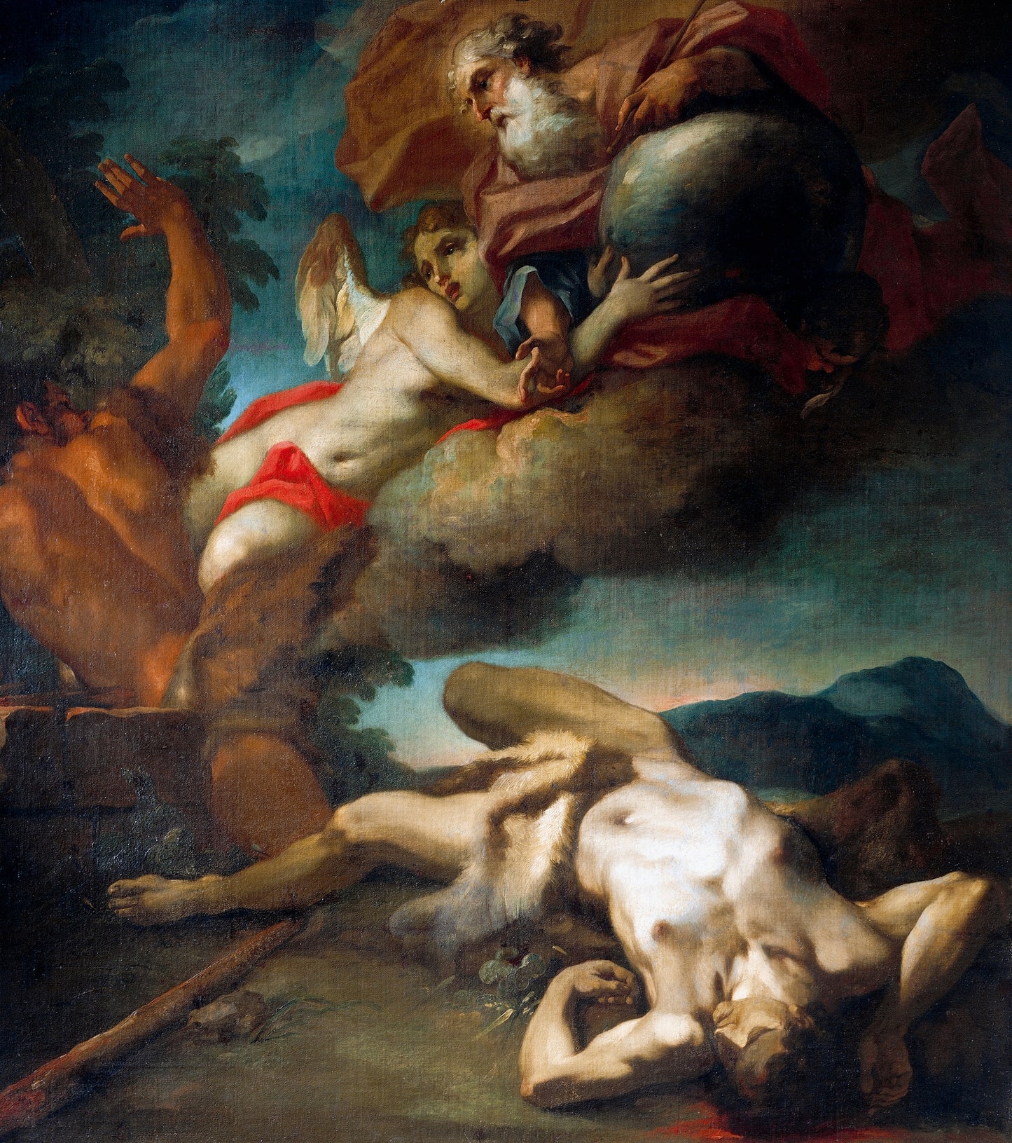 Abel's soul ascends to heaven, vintage artwork by Antonio Balestra, 12x8" (A4) Poster