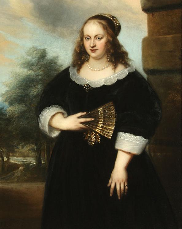 Portrait of a Lady Holding a Fan, vintage artwork by Jan Lievens, 12x8" (A4) Poster