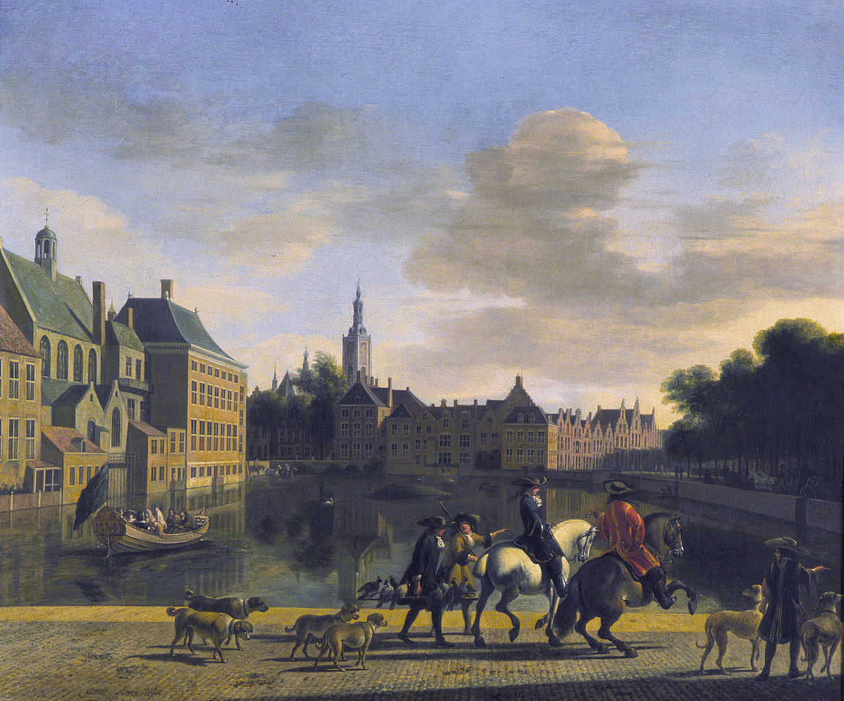The Hofvijver as seen from the Korte Vijverberg (The Hague), vintage artwork by Gerrit Adriaensz.Berckheyde, 12x8" (A4) Poster