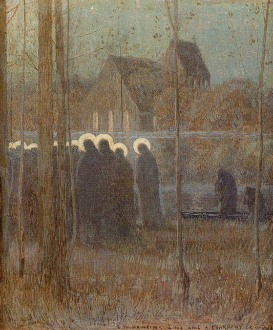 Procession of souls, vintage artwork by Louis Welden Hawkins, 12x8" (A4) Poster