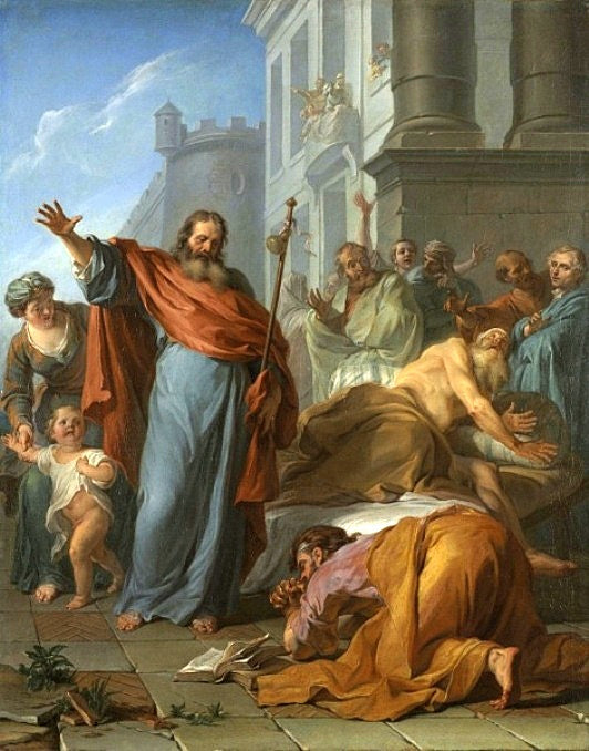 The Miracles of Saint James the Greater, vintage artwork by Noël-Nicolas Coypel III, 12x8" (A4) Poster