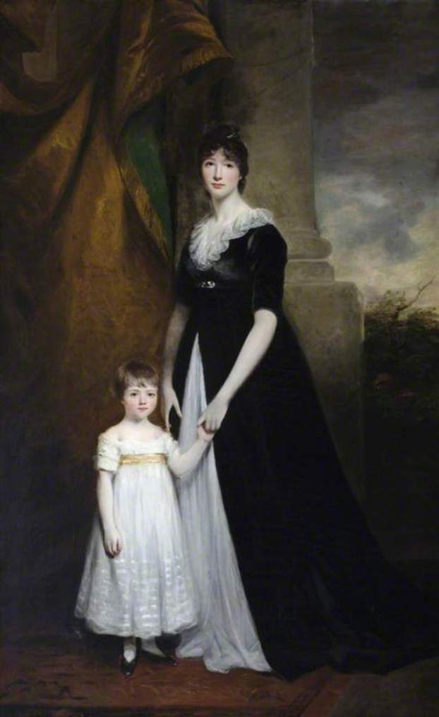 Lady Caroline Villiers, later Duchess of Argyll, with Her Eldest Son, Henry, vintage artwork by John Hoppner, 12x8" (A4) Poster