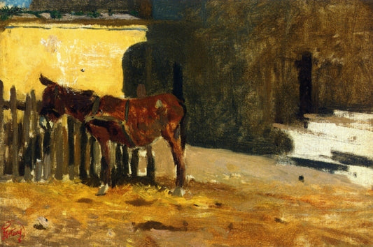 A Burro on the Patio, vintage artwork by Mariàno Fortuny y Marsal, 12x8" (A4) Poster