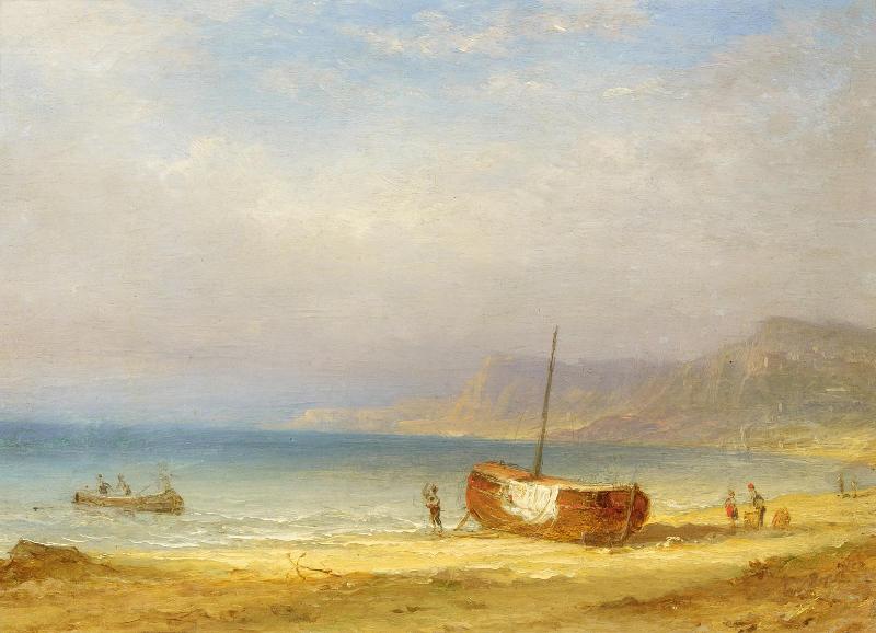 Fishing Boats on Capri, vintage artwork by Carl Morgenstern, A3 (16x12") Poster Print