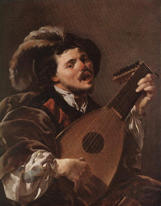 Lute Player, vintage artwork by Hendrick Terbrugghen, 12x8" (A4) Poster