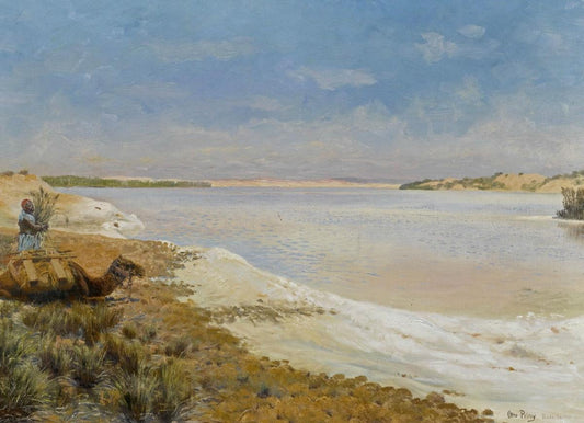 At the Wadi Natron Salt Lake (Am Wadi Natron Salzsee), vintage artwork by Otto Pilny, 12x8" (A4) Poster