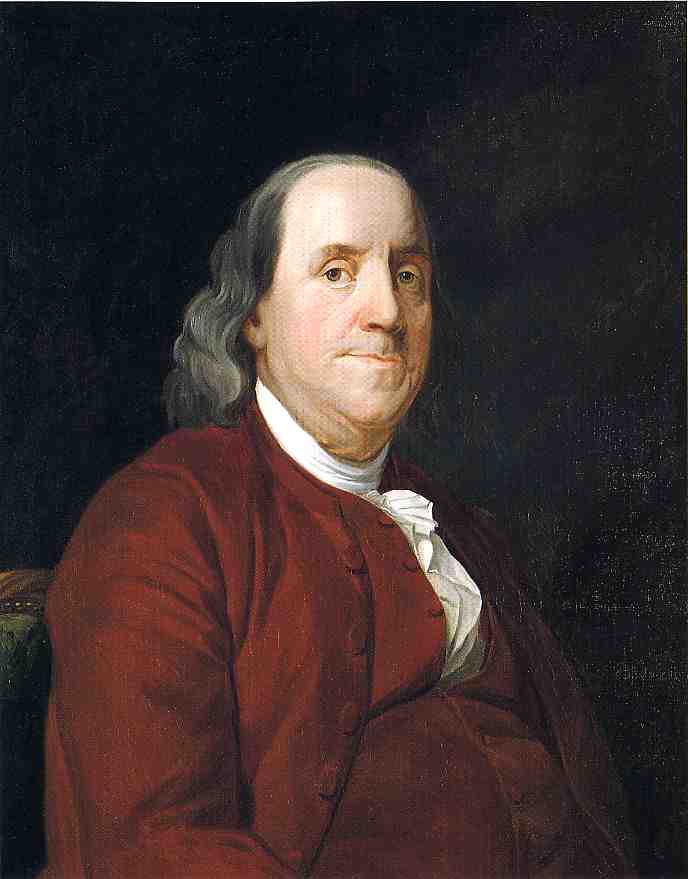 Portrait of Benjamin Franklin, vintage artwork by Joseph Wright, 12x8" (A4) Poster