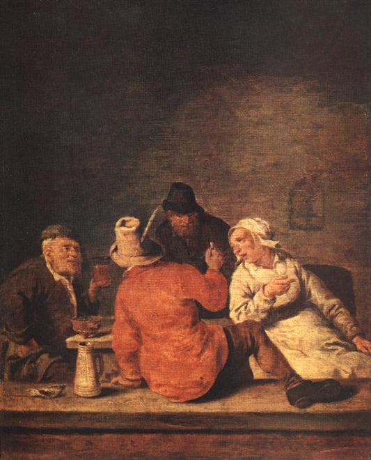 Peasants in a Tavern, vintage artwork by Jan Miense Molenaer, 12x8" (A4) Poster