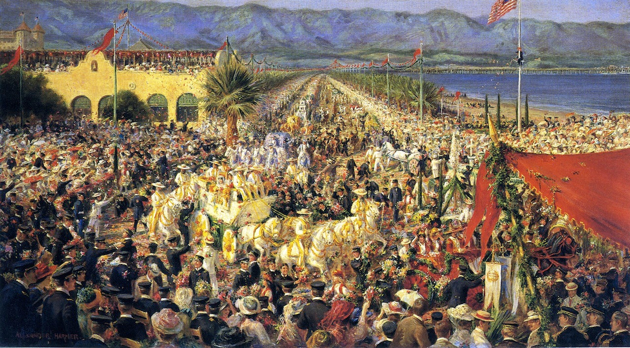 Battle of the Flowers, Fleet Festival by Alexander Harmer,A3(16x12")Poster