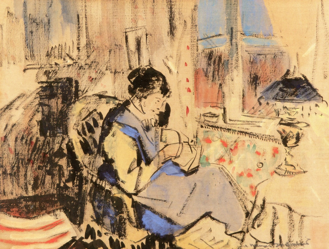 Nel Wouters in front of a Window by Rik Wouters,16x12(A3) Poster