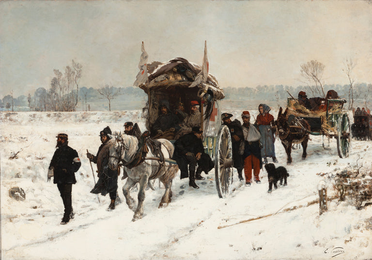 Convoy of Wounded.Franco-Prussian War, vintage artwork by Edouard Castres, 12x8" (A4) Poster