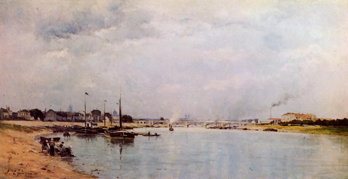 The Seine at Ivry, vintage artwork by Stanislas Lepine, 12x8" (A4) Poster