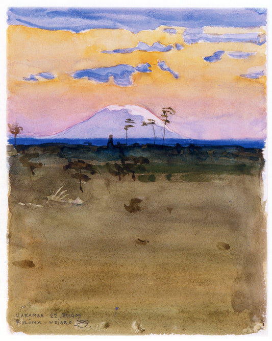 Kilimanjaro at Sunset, vintage artwork by Akseli Gallen-Kallela, 12x8" (A4) Poster